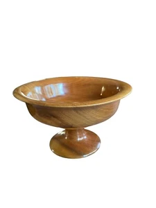 Hand turned Myrtlewood pedestal bowl made in Oregon USA VTG - Picture 1 of 8
