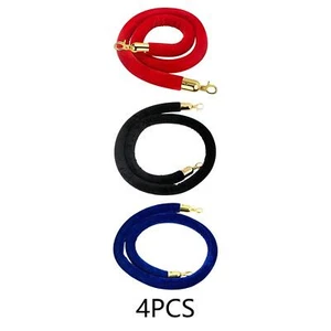 4x Velvet Stanchion Rope Crowd Control Security Barriers Replacement with Snap - Picture 1 of 19