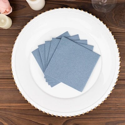 DUSTY BLUE 20 Square 10" x 10" Airlaid Paper Disposable Cocktail NAPKINS Party - Image 1 of 4