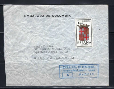 MADRID-  ''EMBAJADA DE COLOMBIA''  TO BOGOTA COLOMBIA  1962 - Image 1 of 2