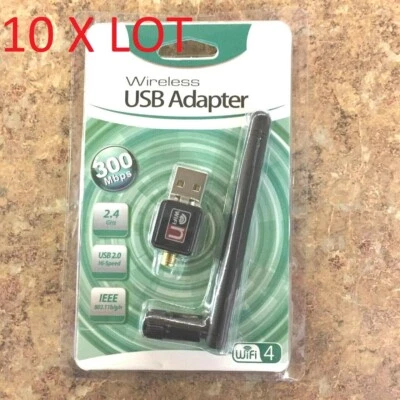10X LOT Antenna 300n 300Mbps Mini Wireless USB Wifi Adapter Network 802.11n/g/b - Image 1 of 4