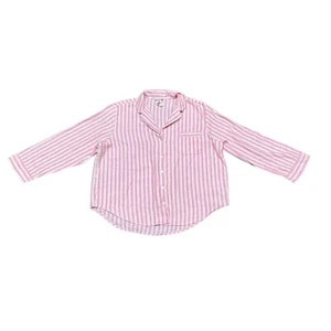Victorias Secret Pajama Top Pink Striped Button Up Shirt Lounge Sleep Size L New - Picture 1 of 10