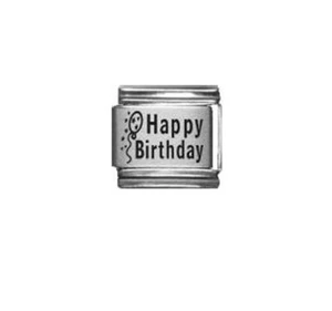 9mm Classic Size Italian Charms L92 Happy Birthday Fits Classic Size Bracelet - Picture 1 of 1