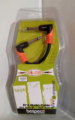 New Bespeco Silos Series Pro Audio Instrument Cable - 1/2 ft 90 Degree Mono Jack - Image 1 of 2