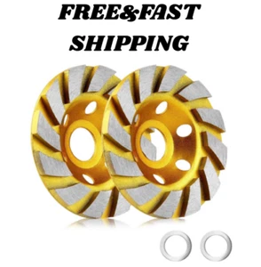 2 Pcs 4 inch Diamond Segment Grinding Wheel Disc Grinder Cup Concrete Stone Cut - Picture 1 of 6