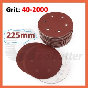 Sanding Pads Discs 225mm 9" Hook and Loop Pads Dry Grinding Sander Grit 40-2000 - Picture 1 of 6