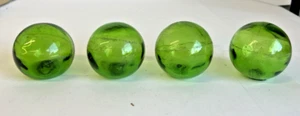 4 Vintage Japanese Green Glass Float 3 Inches (LSX) L21 Handblown Made In Japan - Picture 1 of 9