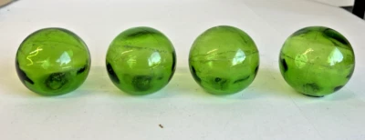 4 flotadores de vidrio verde japonés vintage de 3 pulgadas (LSX) L21 soplados a mano hechos en Japón Foto 1 de 4