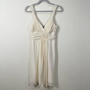 Y2k XOXO Cream Metallic Mesh Sleeveless Dress Ethereal Coquette Fairy Mermaid L - Picture 1 of 6