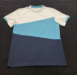 Prince Tennisshirt Herren Medium HydroDri Training Crew Tee weiß blau Colorblock - Bild 1 von 8