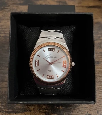 GENOA Women’s Watch Austrian Crystal Rose Gold & Silver Tone Quartz Japan Move. - Image 1 of 4
