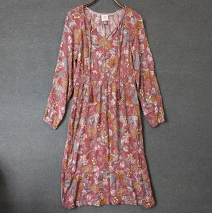 Knox Rose Dress Womens XL Floral Midi Maxi Boho Chic Tier Rose Tassles Flowy - Picture 1 of 11