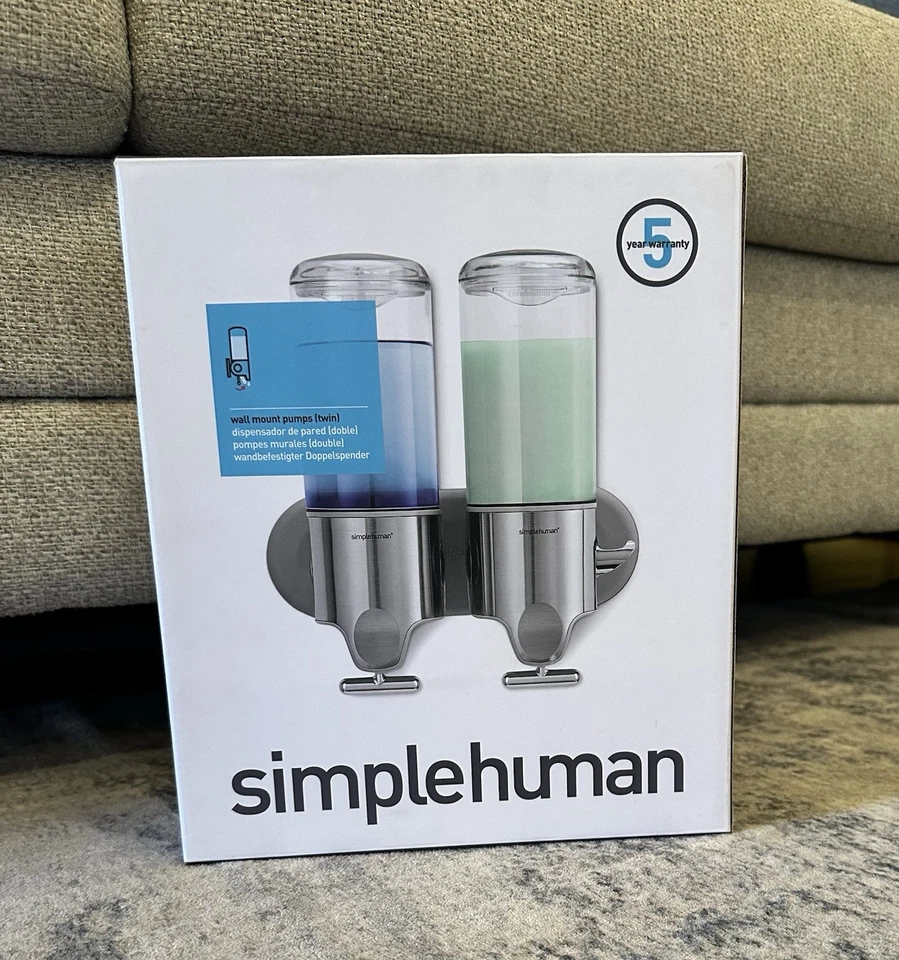 Dispensadores de jabón bomba de montaje en pared doble de acero inoxidable Simplehuman a prueba de óxido ¡Nuevo! Foto 1 de 4