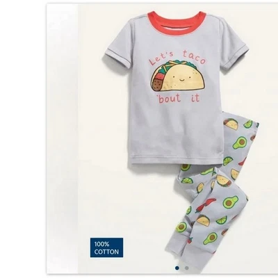 New Old Navy Boys  6 6T PJS Pajama Set Two Piece Let’s Taco Bout It Unisex  NWT - Image 1 of 4