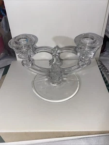 Vintage Glass Candlestick Holder Candelabra Art Deco Style - Picture 1 of 2
