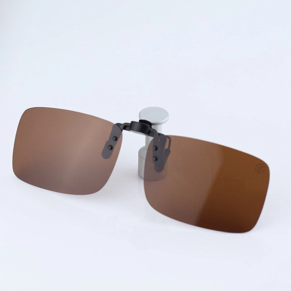 O'S OPTICAL Polarized Sunglasses Clip-On for Eyeglasses Brown, Square, C0002 - Photo 1/1