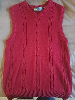 Chaleco Oscar De La Renta Rojo 100% Algodón Unisex Grande Foto 1 de 3