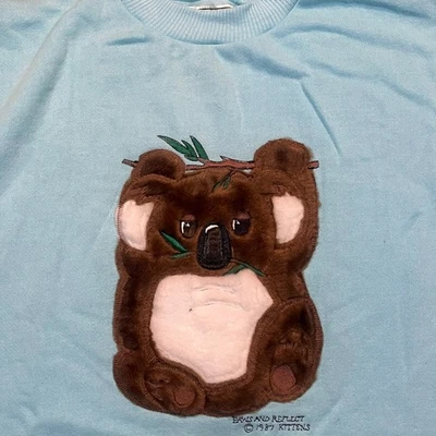 Vintage 1987 Paws and Reflect 2x Baby Blue Koala Bear Oversized Nightgown Pocket - Image 1 of 4
