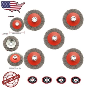 4 Zoll Crimpdraht Radbürste 5/8 Zoll - 11 Dorn 0,014 Zoll Kohlenstoffstahl - Bild 1 von 9