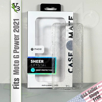 CASE-MATE Case for Moto G Power 2021 - Sheer Crystal Glitter | Slim & Stylish - Image 1 of 4
