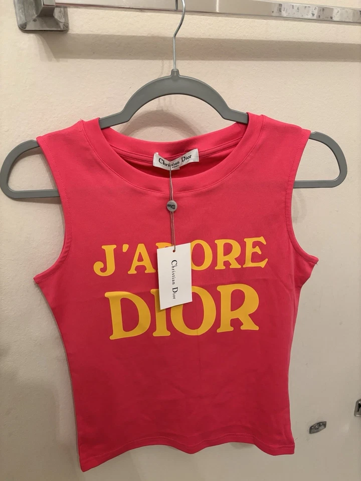 Camiseta sin mangas Dior J'adore vintage rosa Christian Dior camisa talla S hecha en Italia US6 Foto 1 de 4
