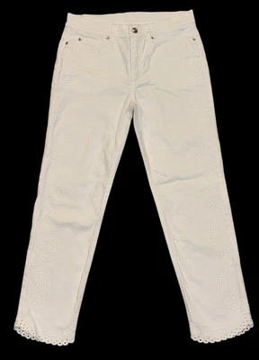 Escada Sport White Embroidered Scalloped Bottom Jeans Size 36 - Image 1 of 4