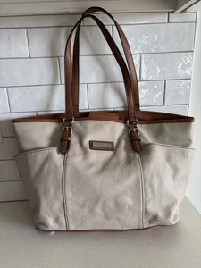 Borsa a mano Tignanello marrone crema grande in pelle tote bag borsetta tracolla ciottoli - Foto 1 di 10