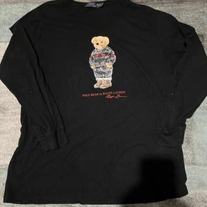 Polo Ralph Lauren Rundhals Langarm Polo Bear T-Shirt - Schwarz mit Elch Pullover - Bild 1 von 5