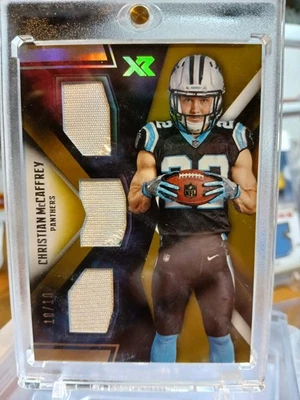 Panini 2017 XR Gold #RTTN-CM Christian McCaffrey Triple Patch /10 - Image 1 of 4