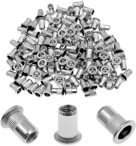 60Pcs M6 Rivet Nuts,  304 Stainless Steel Flat Head Rivnut Threaded Insert Nutse - Picture 1 of 12