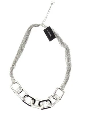 Collar Alfani llamativo tono plateado grande eslabón ovalado cadena de malla modernista Foto 1 de 3