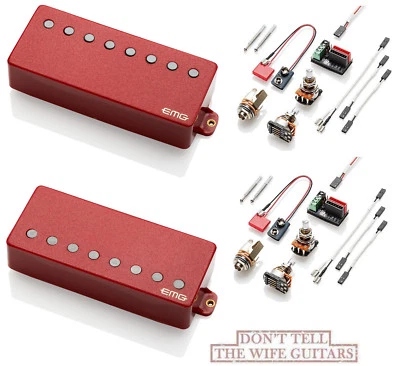 EMG 57-8H + 66-8H ROJO 8 CUERDAS HUMBUCKER JUEGO DE PASTILLAS DE GUITARRA ACTIVA SIN SOLDADURA  Foto 1 de 2