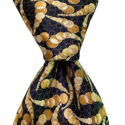 ITALO FERRETTI Men's 100% Silk XL Necktie ITALY Luxury Geometric Blue/Yellow EUC - Image 1 of 3