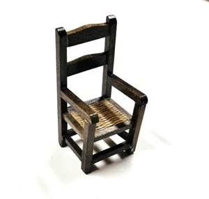 Dollhouse Miniature Ladder Back Chair Woven Rattan Seat 1:12 Shackman? Vintage - Picture 1 of 9