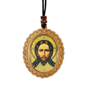 Heiliges Antlitz Jesu Christi - Auto Zimmer Ikone Anhänger 2 1/2 Zoll Durchmesser - am Seil - Bild 1 von 2