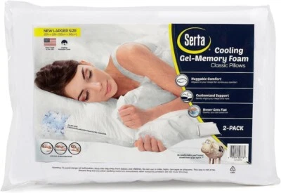 Serta Gel Memory Foam Pillows (Set of 2) Standard 20”x26” Cooling Technology Plu - Image 1 of 4