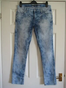 Vintage Early 2000s Y2K Oasis Size 14 Jeans Tie Dye Blue Slim Leg " My Cherry " - Picture 1 of 16