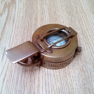 Antique Nautical Brass Military Prismatic Compass Vintage Collectible - Picture 1 of 6