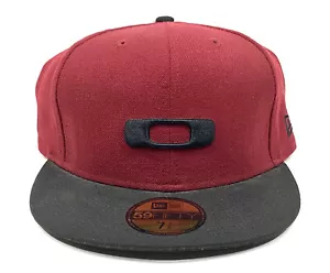 Oakley New Era Snapback Style Hat Fitted 7 3/8 Maroon Black 59Fifty Bill Sticker - Bild 1 von 7