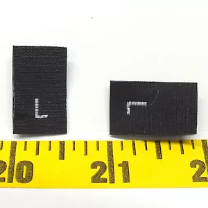 1000 o 500 piezas ETIQUETAS TEJIDAS COSTURA ROPA TALLA L Negro con Blanco Carta Envío@US - Imagen 1 de 2