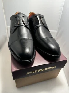 Johnston & Murphy Weißdorn Kappe Zehe schwarz vollnarbig Herrenschuhe Größe 9,5 M - Bild 1 von 6