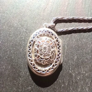 Sterling Silver Locket Necklace Marcasite 16gm 925 Stamped 16in rope chain - Bild 1 von 12