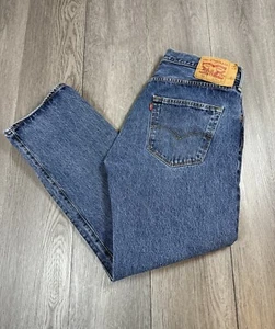 Levis 501 XX Jeans Mens 36x30 Blue Denim Button Fly Straight Distressed - Imagen 1 de 12