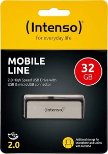 Clé USB OTG Intenso Mobile Line 32 Go - USB 2.0 et micro USB, argent - Photo 1/2