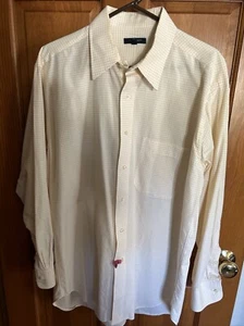 Burberry London Men's Shirt 16.5/33 Yellow Check Button Up Long Sleeve - Picture 1 of 6