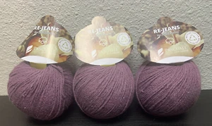 (Lot of 3) Pascuali Re-Jeans Yarn Cotton 50g 105yds, #35 Grape Purple - Picture 1 of 4