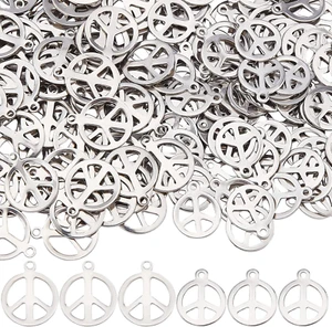 1 Box 200Pcs Peace Charms Peace Sign Charm 2 Sizes Stainless Steel Peace Symbol - Picture 1 of 5