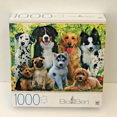 1000 Piece Big Ben Dogs Jigsaw Puzzle Pug Dalmation Husky Retriever 27" x 20" - Image 1 of 3