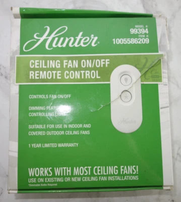 Hunter Ventilador de Techo Universal/Luz Control Remoto y Receptor Encendido/Apagado Blanco 99394 Foto 1 de 4