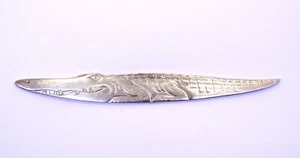 Abrecartas Vintage COCODRILO COCODRILO Caña y Barton Animal Plato Plata 7" - Imagen 1 de 4